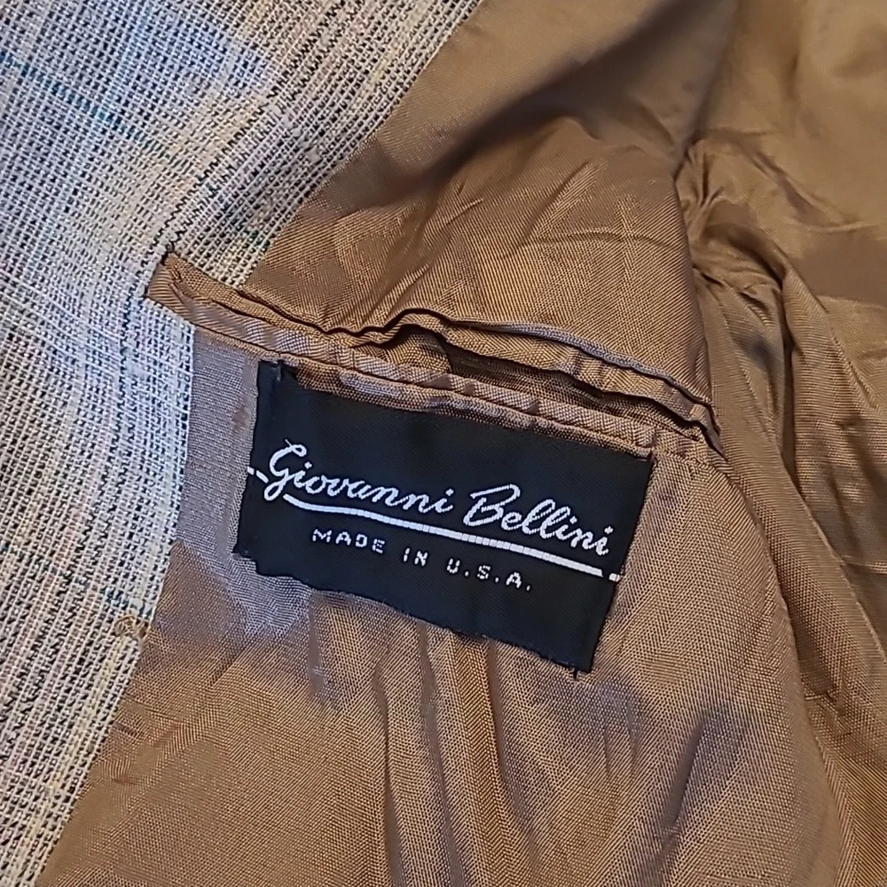 NWOT VTG Giovanni Bellini Grey Mutli Colored Plaid Wool 3/4 Sleeved Blazer - Picture 9 of 12